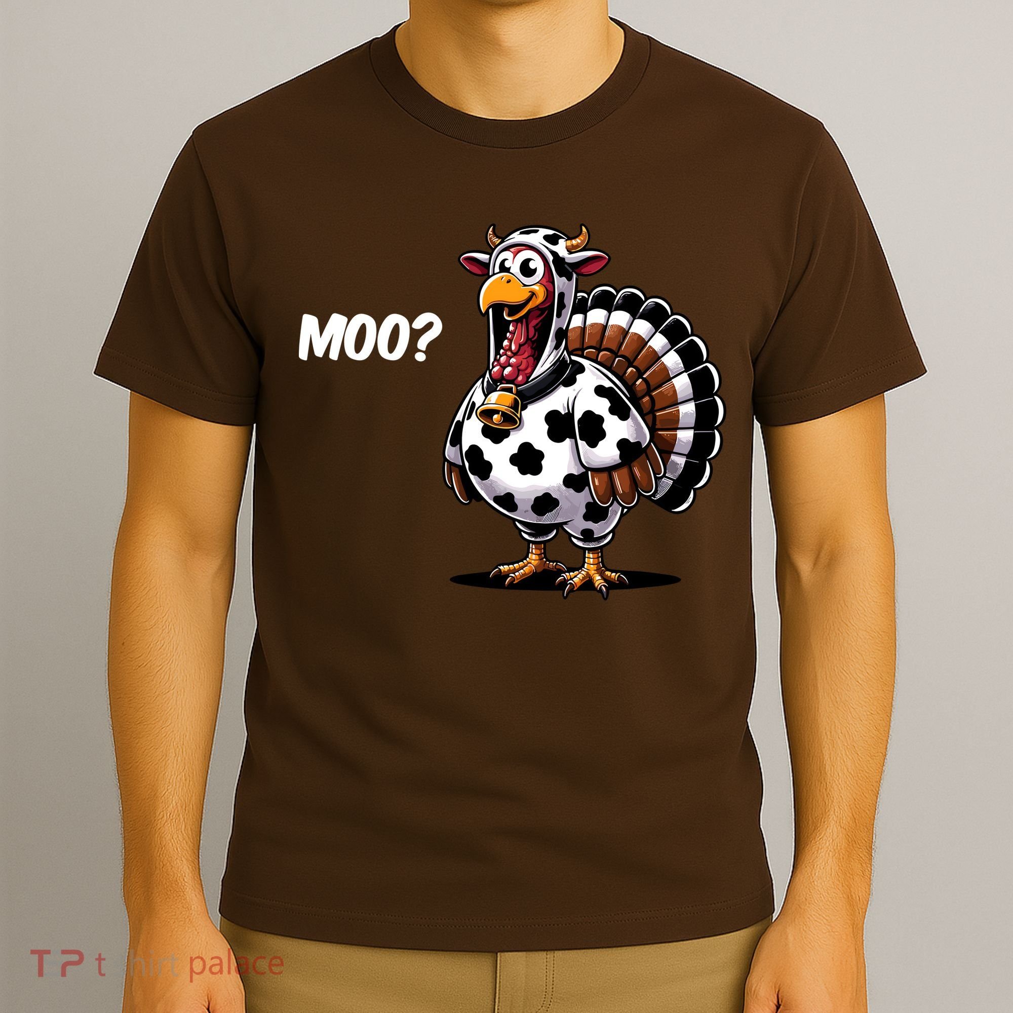 Turkey Moo Funny Cute Thanksgiving Cow T-Shirt