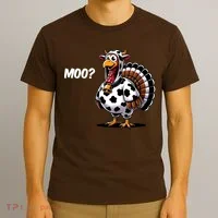 Turkey Moo Funny Cute Thanksgiving Cow T-Shirt thumb 3