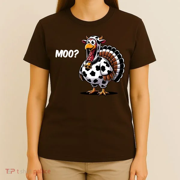 Turkey Moo Funny Cute Thanksgiving Cow T-Shirt
