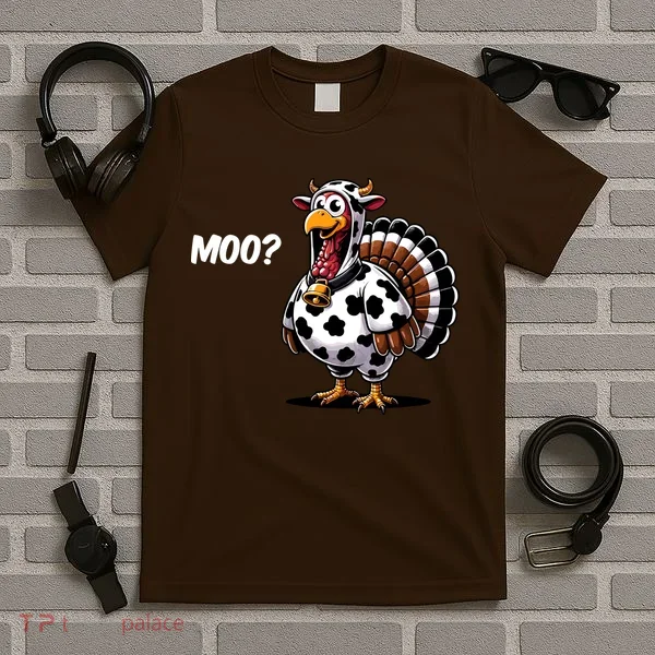 Turkey Moo Funny Cute Thanksgiving Cow T-Shirt