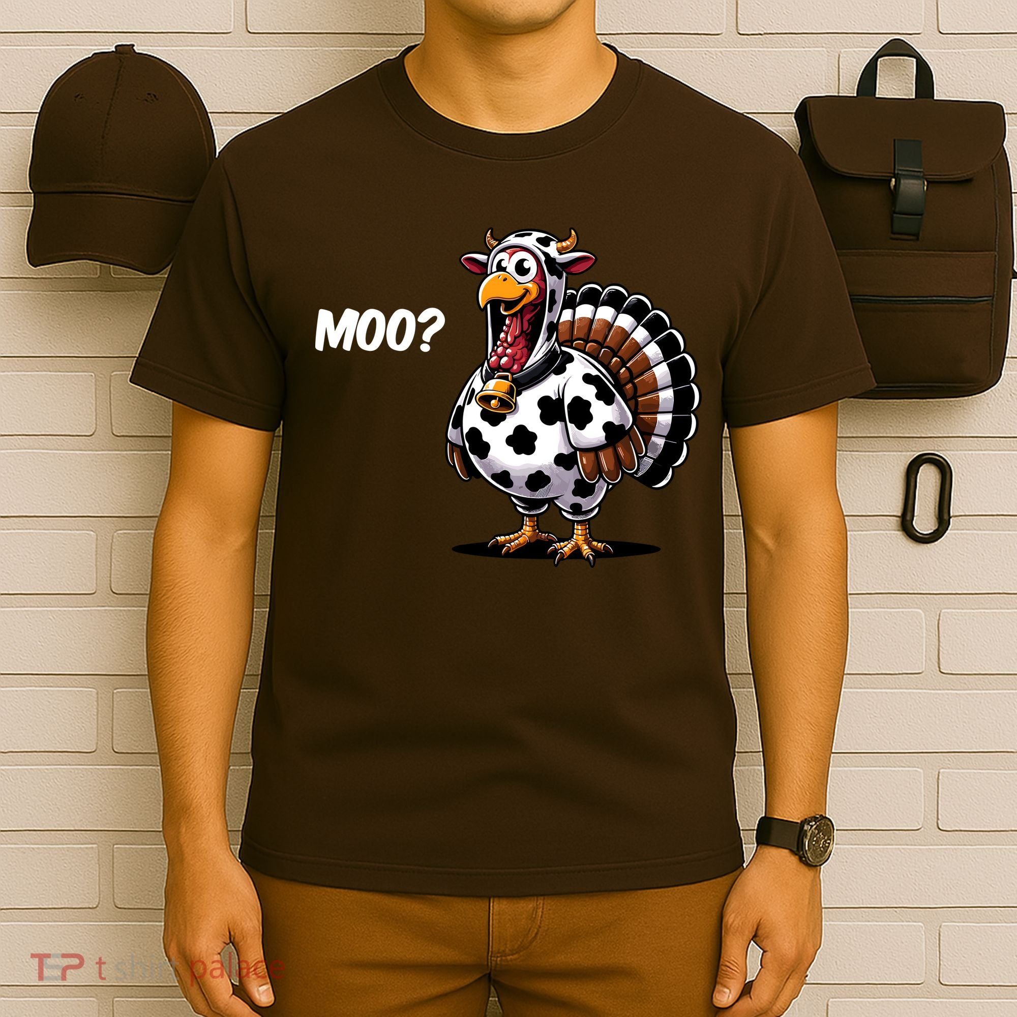 Turkey Moo Funny Cute Thanksgiving Cow T-Shirt