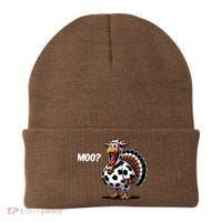 Turkey Moo Funny Cute Thanksgiving Cow Beanie thumb 0