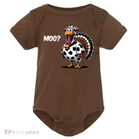 Turkey Moo Funny Cute Thanksgiving Cow Baby Bodysuit thumb 0