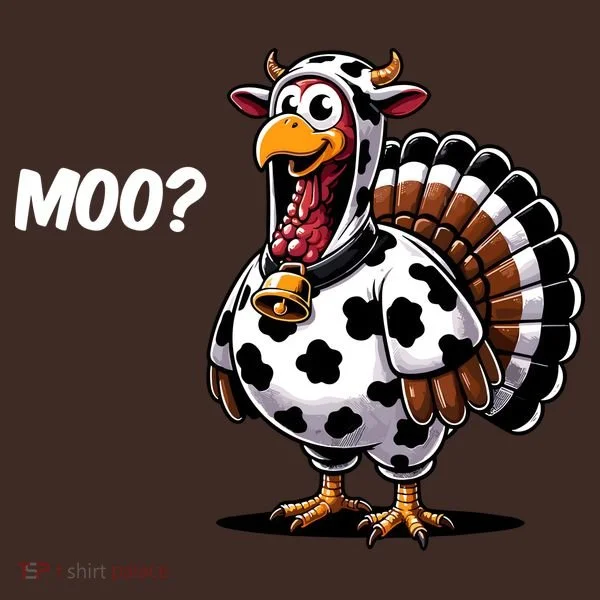 Turkey Moo Funny Cute Thanksgiving Cow Baby Bodysuit