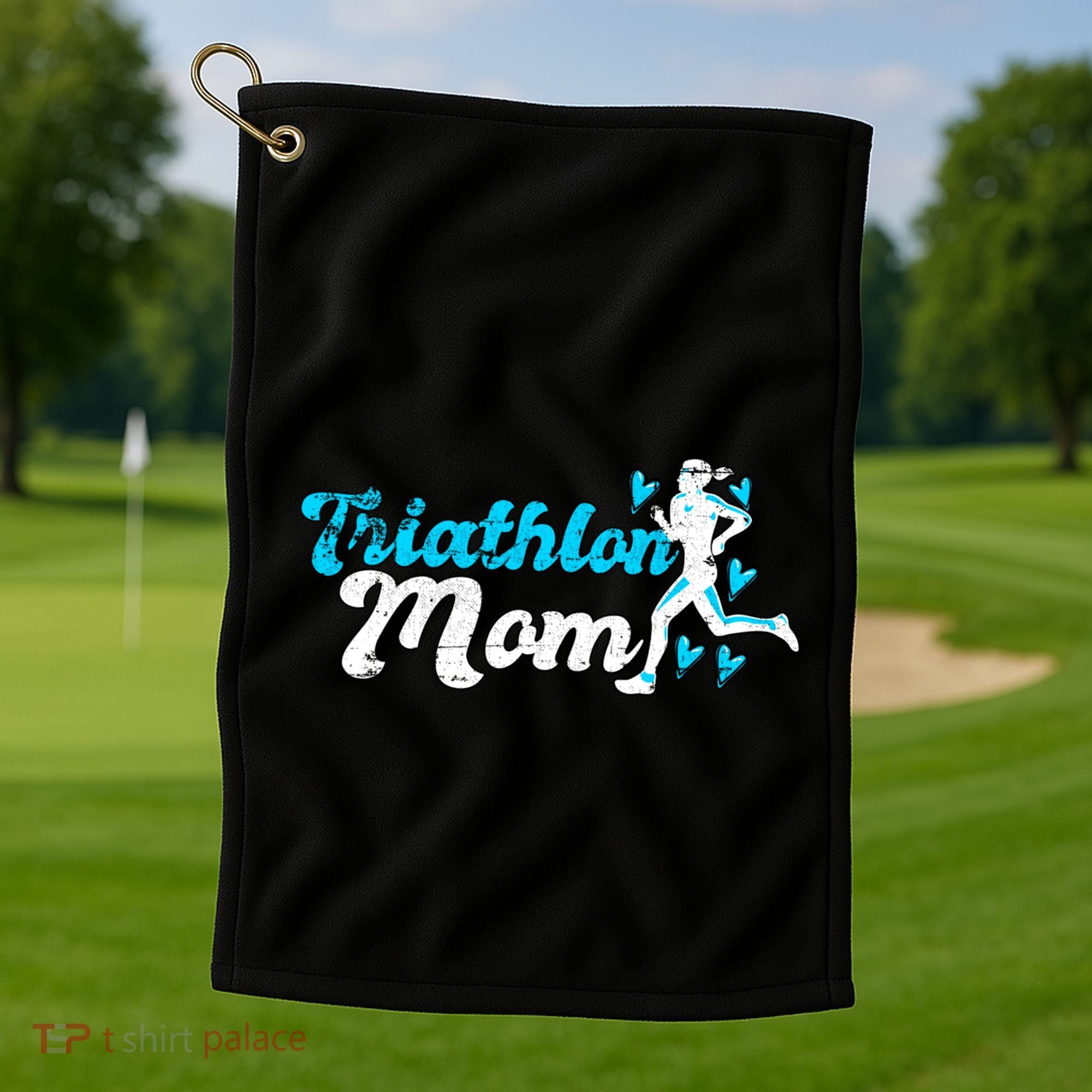 Triathlon Mom For Triathletes Mother Grunge Gift Golf Towel