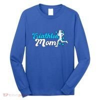 Triathlon Mom For Triathletes Mother Grunge Gift Long Sleeve Shirt thumb 0