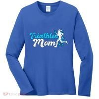 Triathlon Mom For Triathletes Mother Grunge Gift Women's Long Sleeve Shirt thumb 0