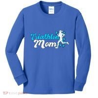 Triathlon Mom For Triathletes Mother Grunge Gift Kids Long Sleeve Shirt thumb 0