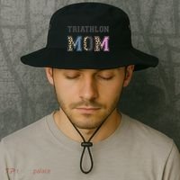 Triathlon Mom Funny Triathlete Swimming Cycling Running Meaningful Gift Bucket Hat thumb 2