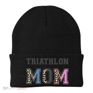 Triathlon Mom Funny Triathlete Swimming Cycling Running Meaningful Gift Beanie