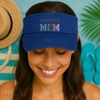 Triathlon Mom Funny Triathlete Swimming Cycling Running Meaningful Gift Visor thumb 2
