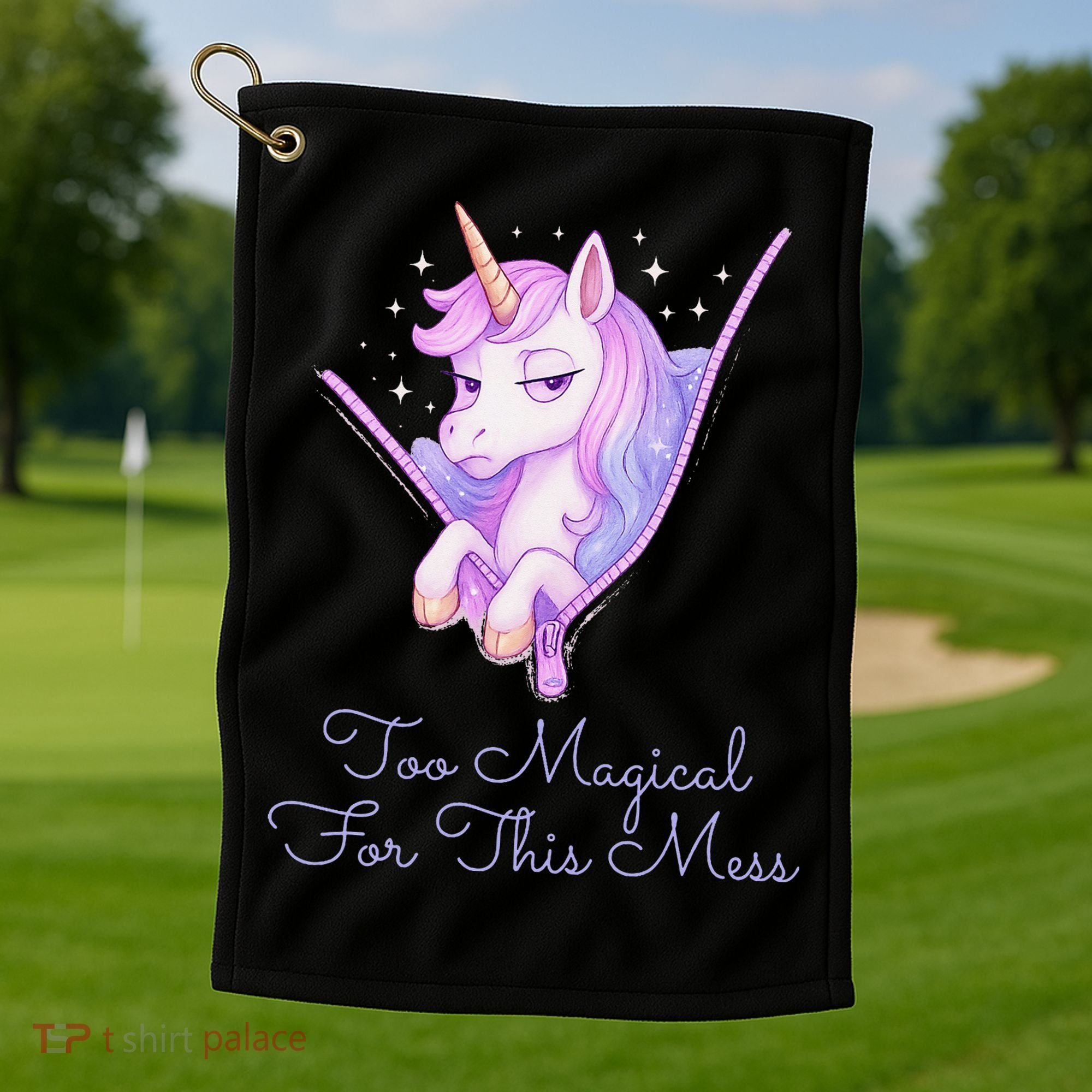 Too Magical For This Mess Funny Anti Social Unicorn Golf Towel
