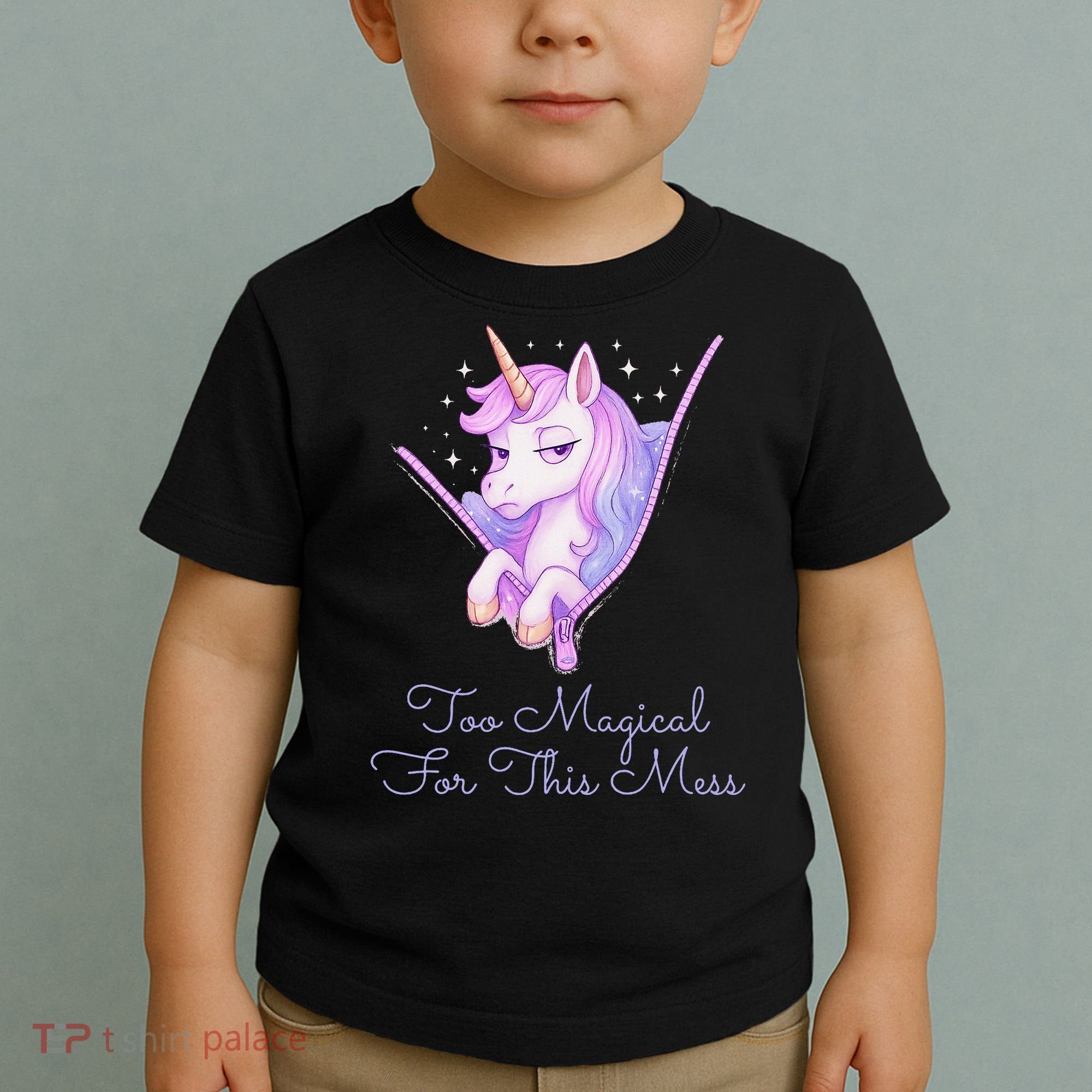 Too Magical For This Mess Funny Anti Social Unicorn Toddler T-Shirt