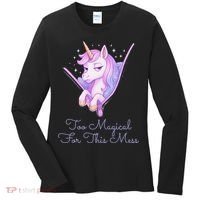 Too Magical For This Mess Funny Anti Social Unicorn Women's Long Sleeve Shirt thumb 0