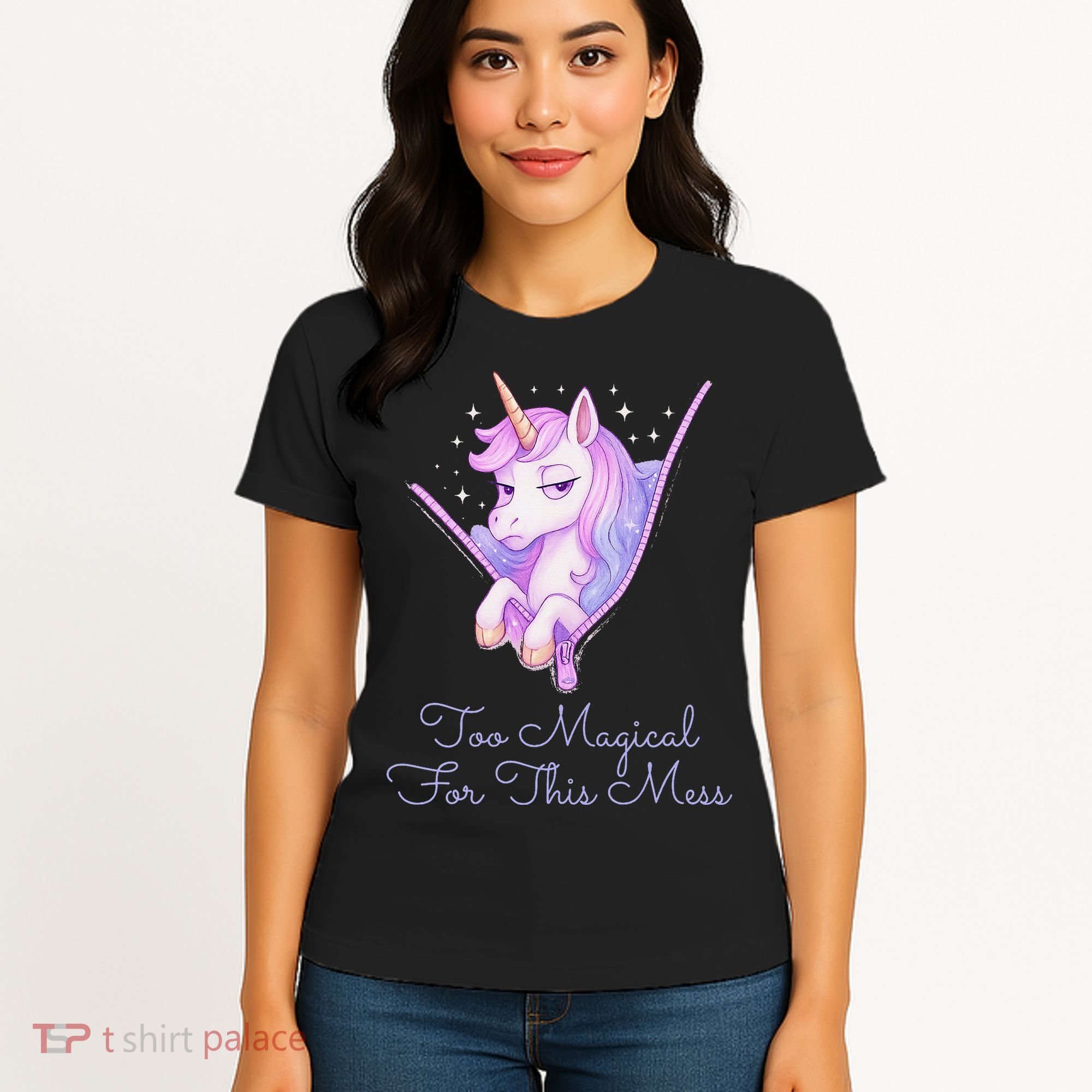Too Magical For This Mess Funny Anti Social Unicorn Women's T-Shirt