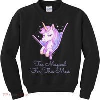 Too Magical For This Mess Funny Anti Social Unicorn Kids Sweatshirt thumb 0