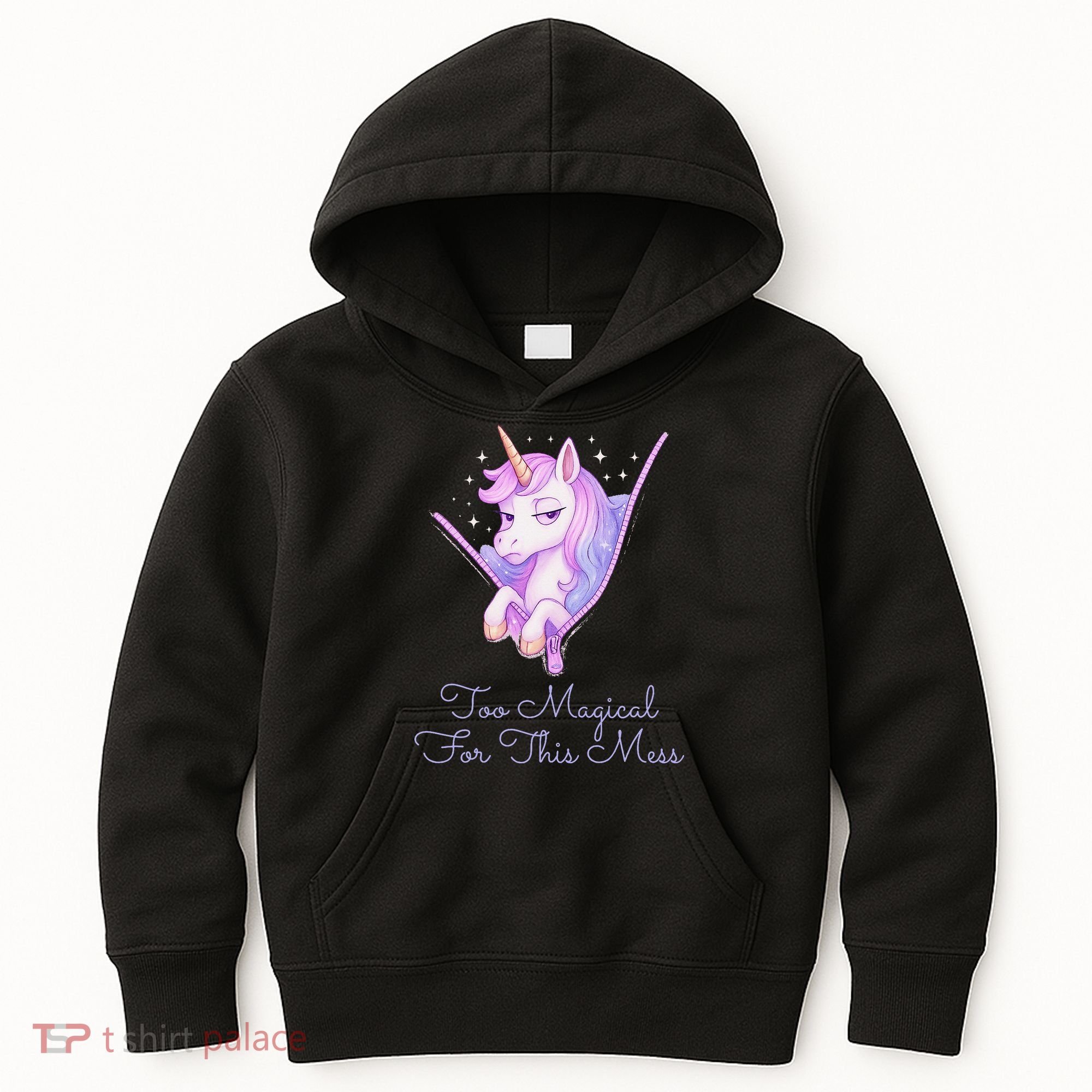 Too Magical For This Mess Funny Anti Social Unicorn Kids Hoodie