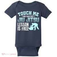 Touch Me First Jiu Jitsu Lesson Is Free Brazilian BJJ Baby Bodysuit thumb 0