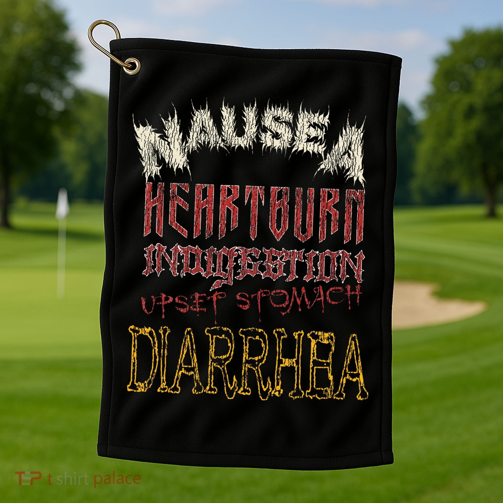 Thrash Metal Funny Heavy Nausea Heartburn Concert Golf Towel