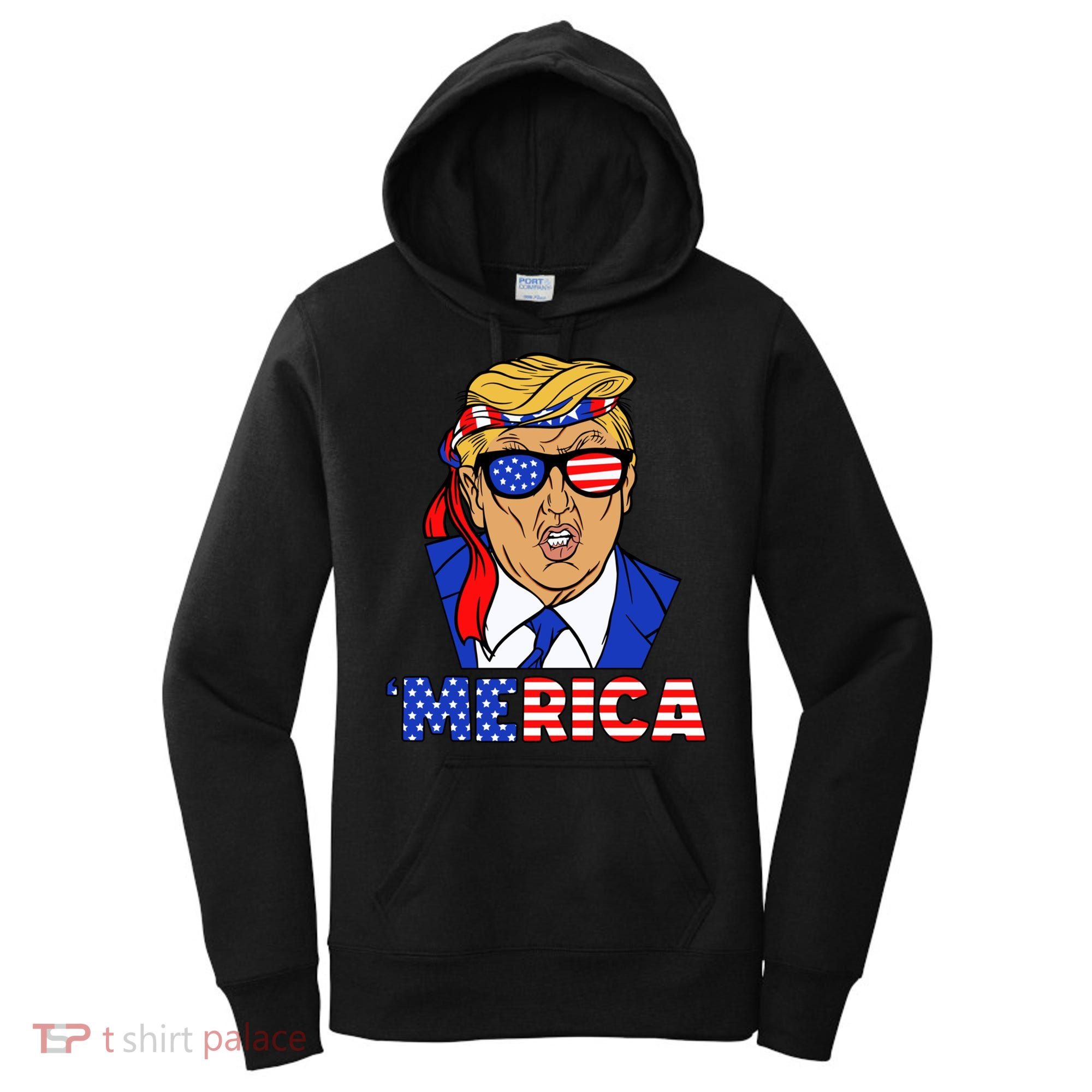 Trump 'Merica Funny Trump Patriot Funny 4th Of July Cool Gift Women's Hoodie