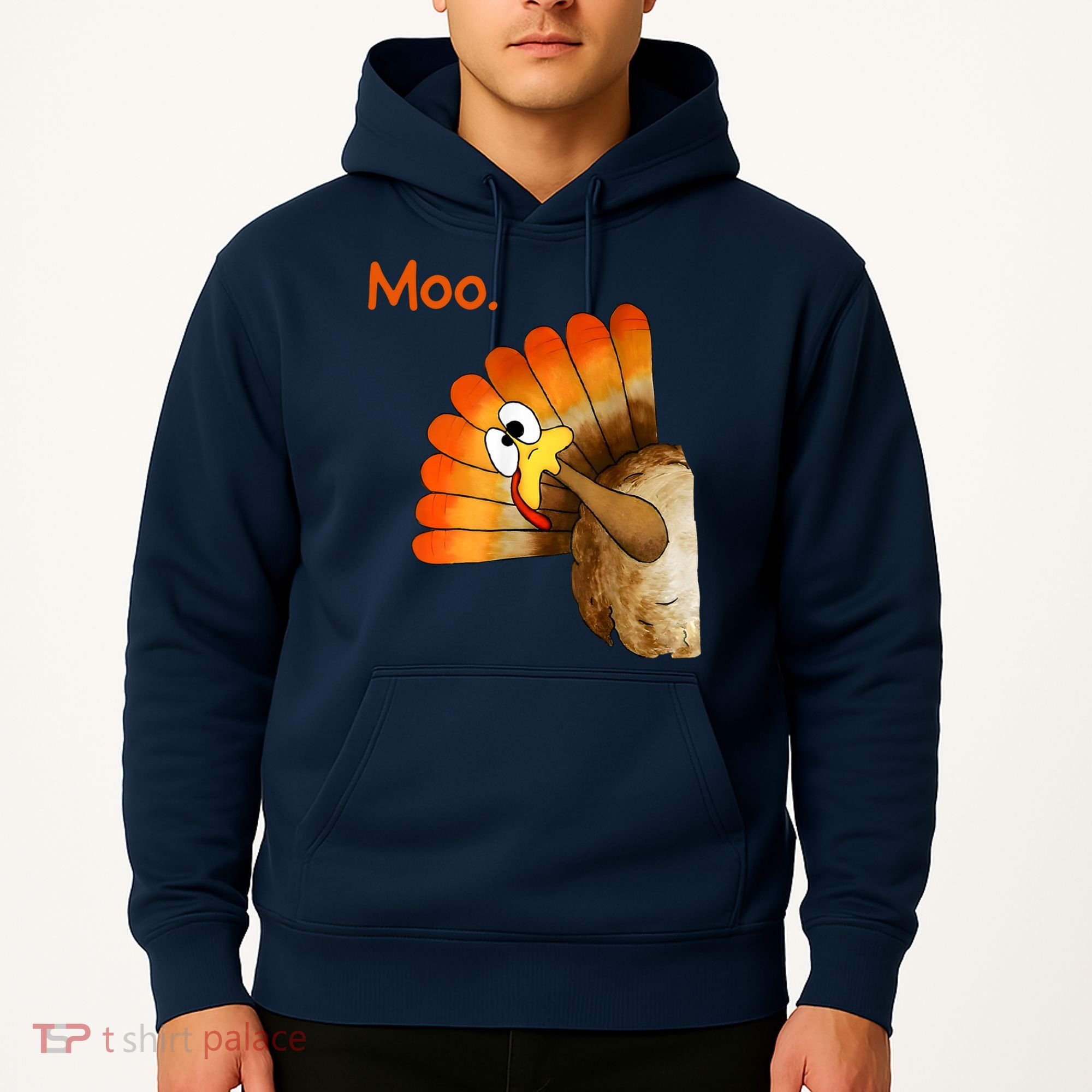 Turkey Moo Funny Thanksgiving Hoodie