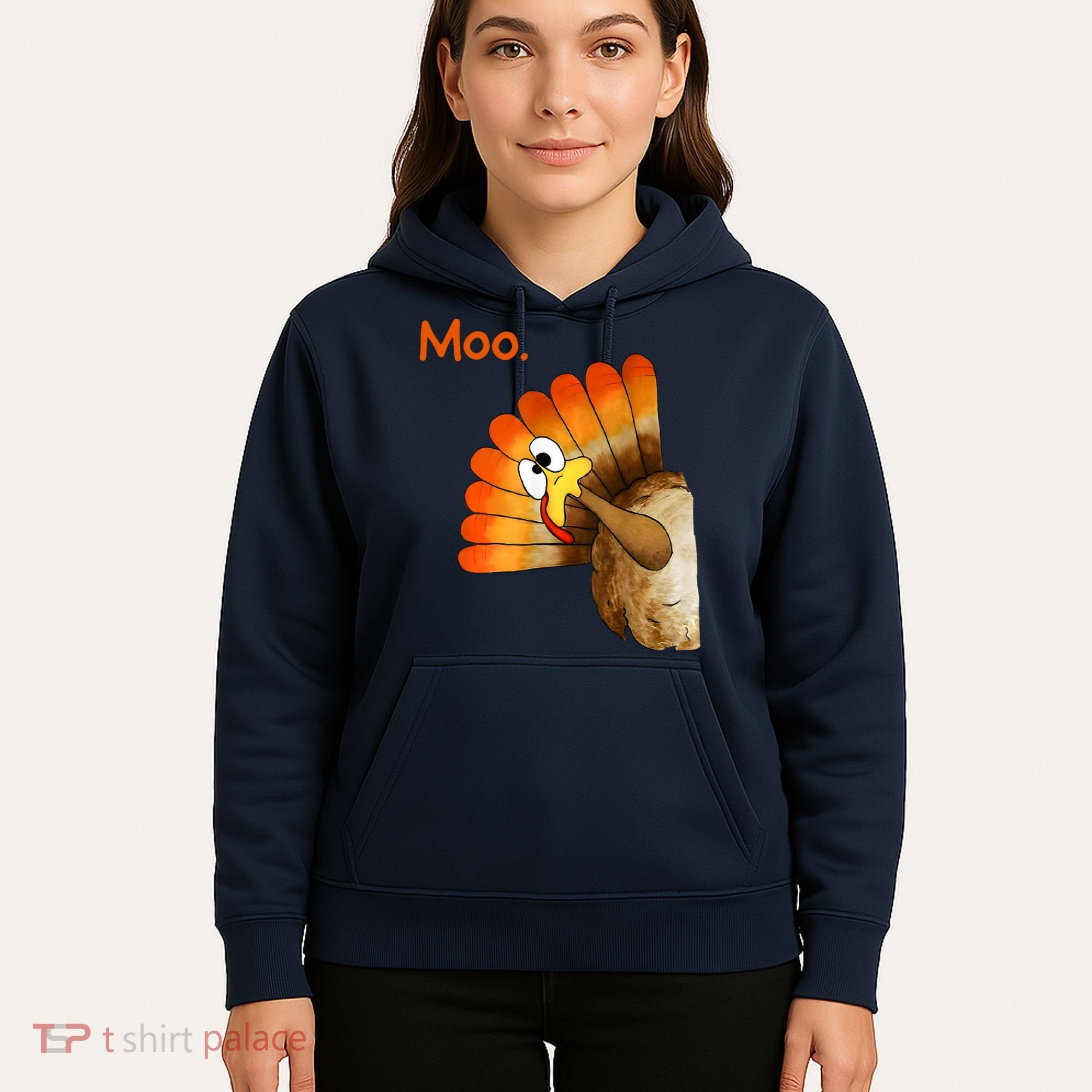Turkey Moo Funny Thanksgiving Hoodie