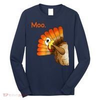 Turkey Moo Funny Thanksgiving Long Sleeve Shirt thumb 0