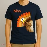 Turkey Moo Funny Thanksgiving T-Shirt thumb 3