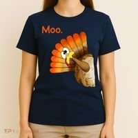 Turkey Moo Funny Thanksgiving T-Shirt thumb 4