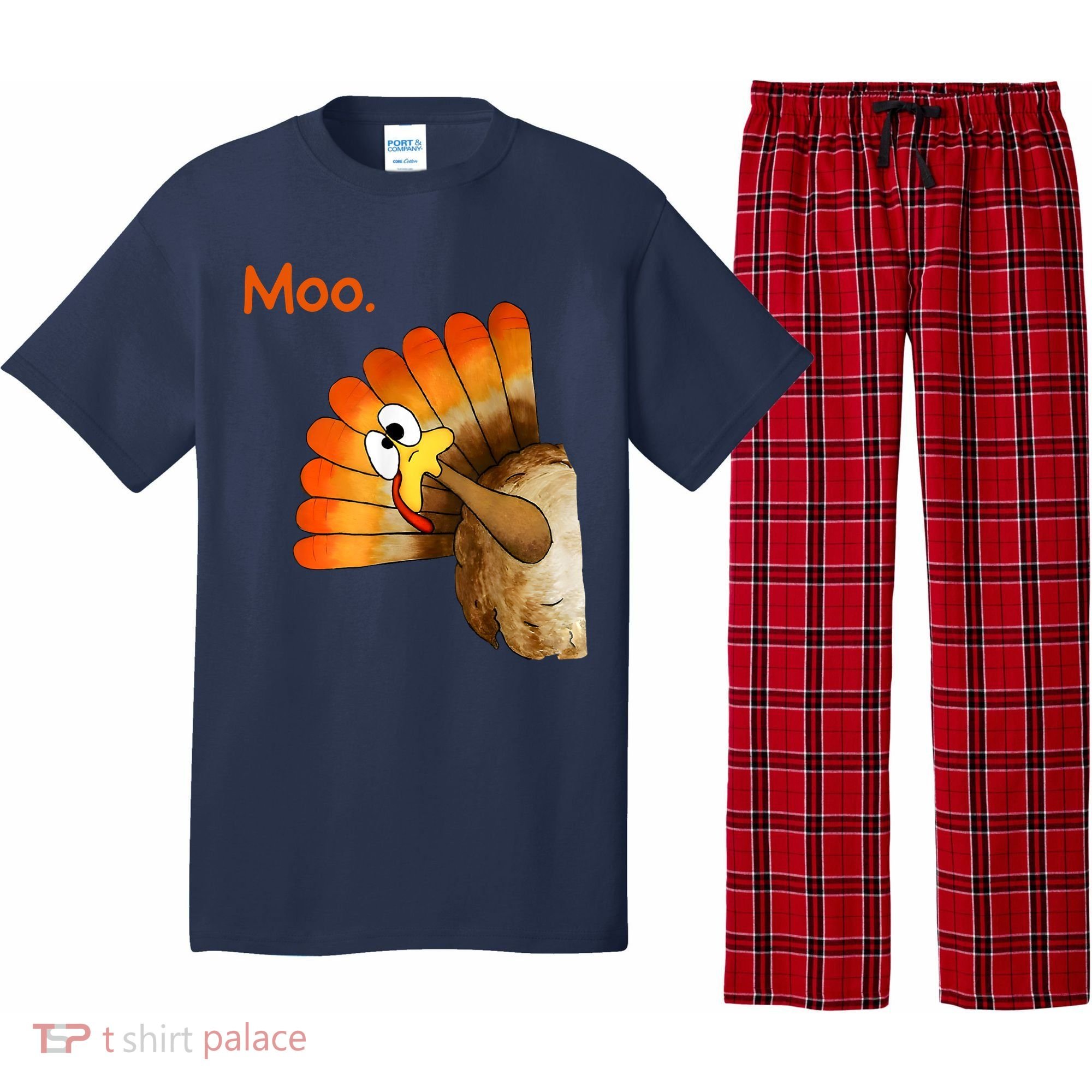 Turkey Moo Funny Thanksgiving Pajama Set
