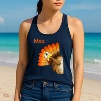 Turkey Moo Funny Thanksgiving Women's Tank Top thumb 2