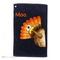 Turkey Moo Funny Thanksgiving Golf Towel thumb 0