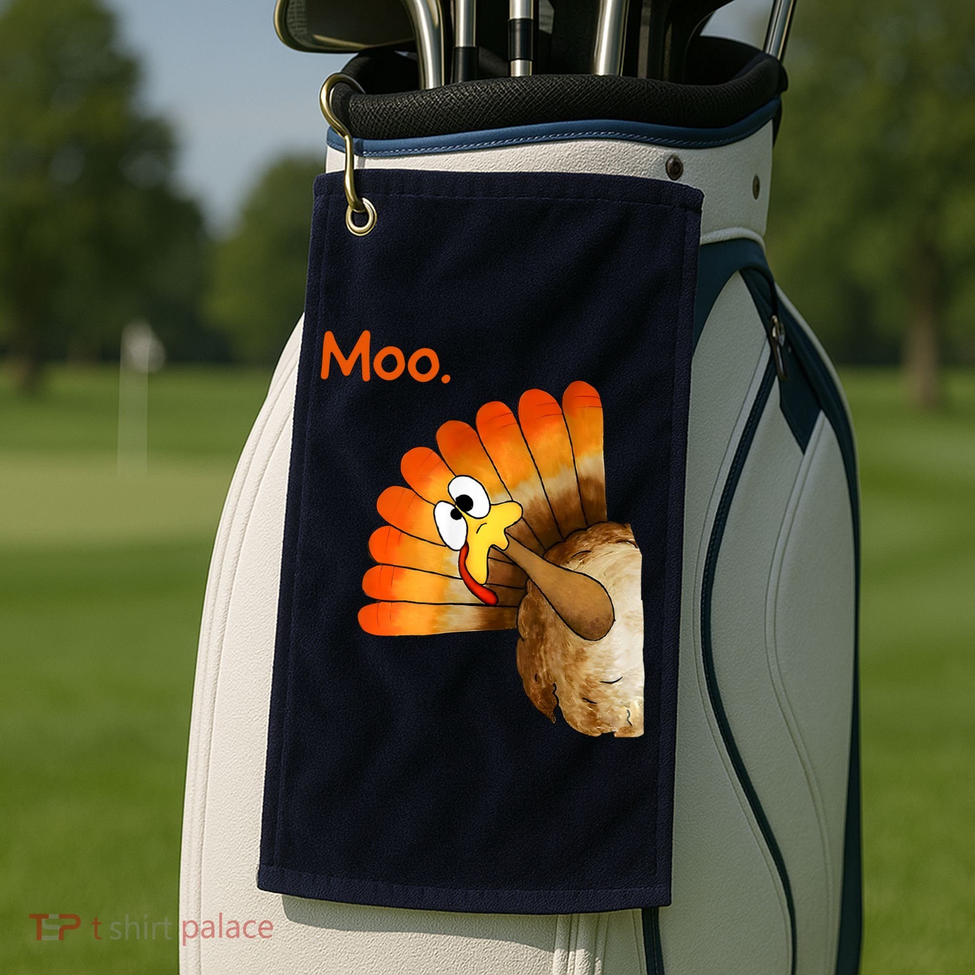 Turkey Moo Funny Thanksgiving Golf Towel