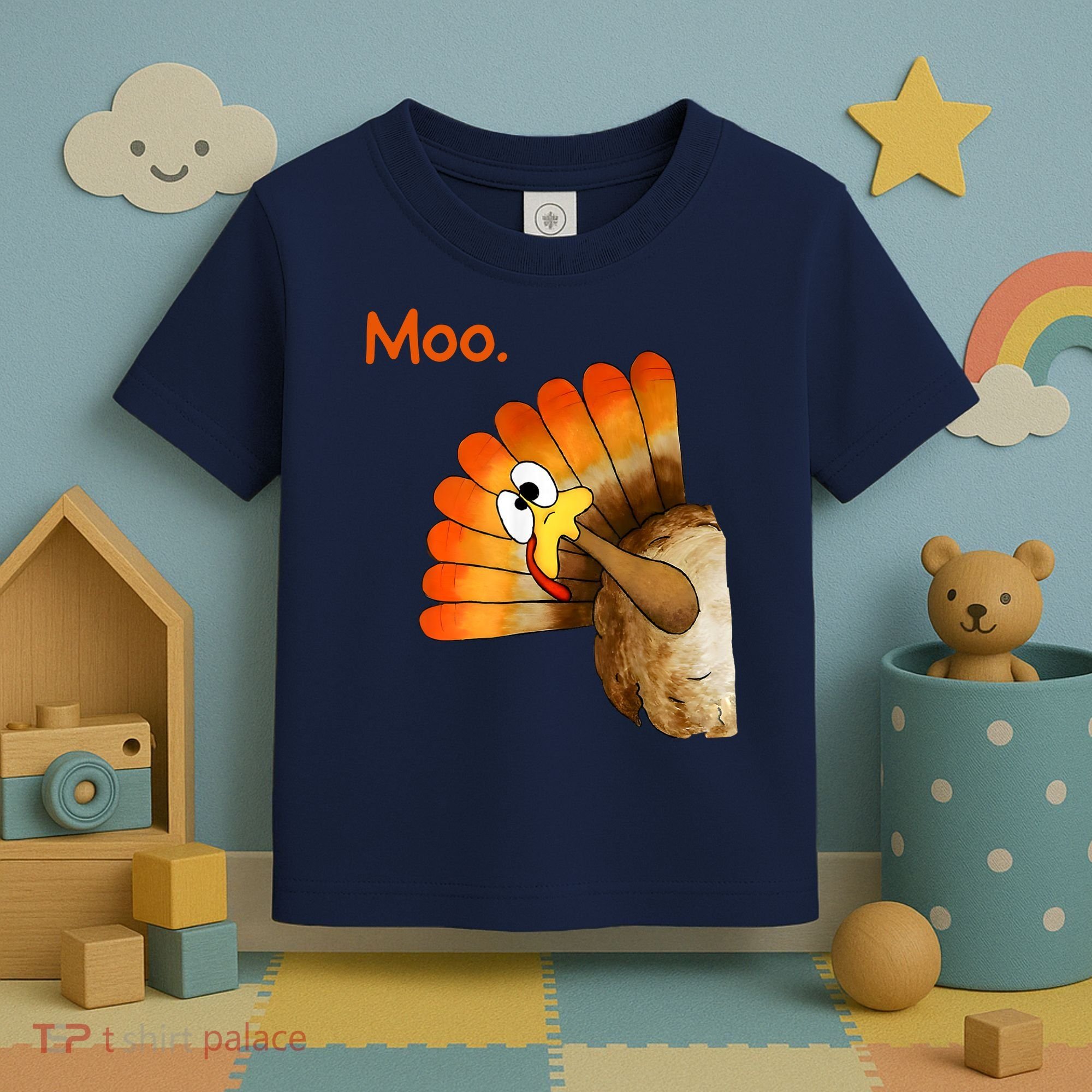 Turkey Moo Funny Thanksgiving Toddler T-Shirt