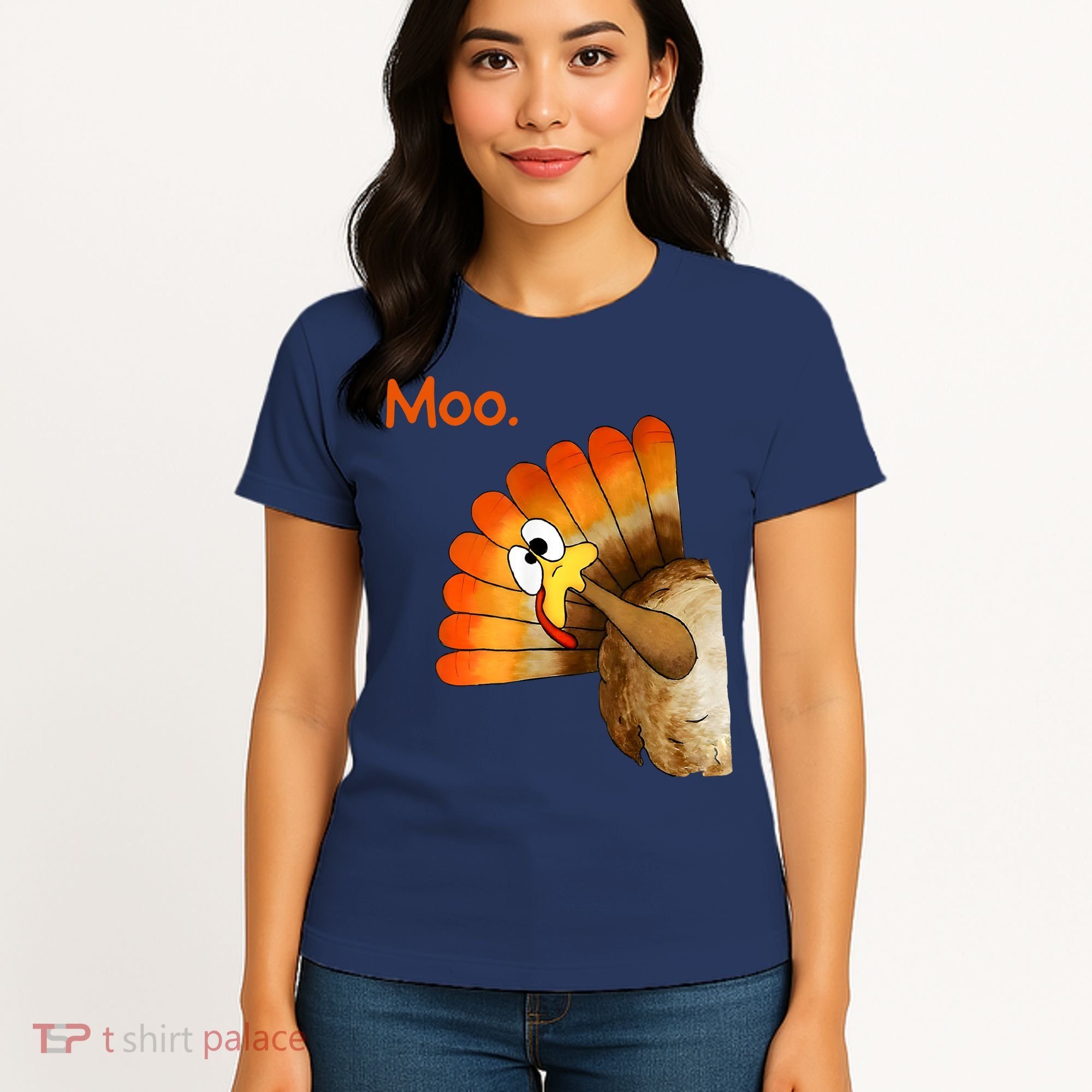 Turkey Moo Funny Thanksgiving Women's T-Shirt