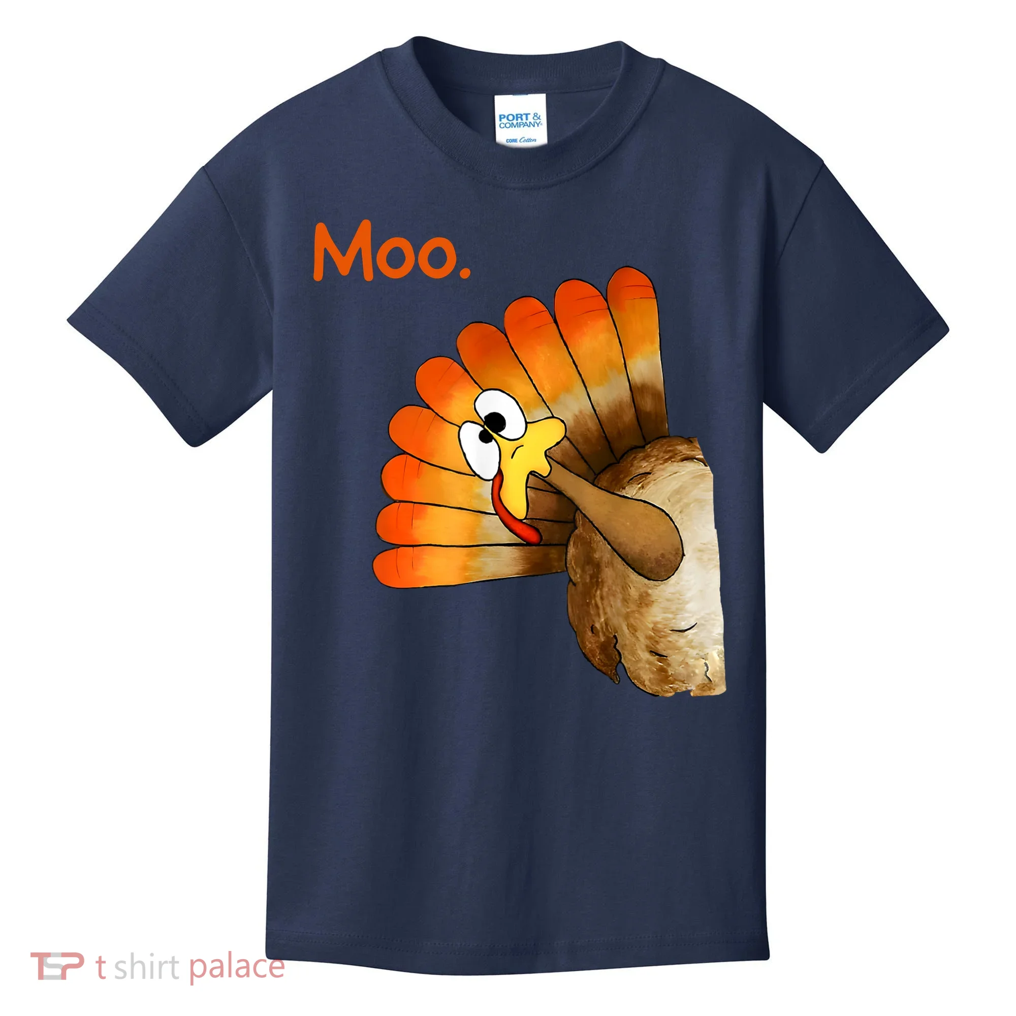 Turkey Moo Funny Thanksgiving Kids T-Shirt