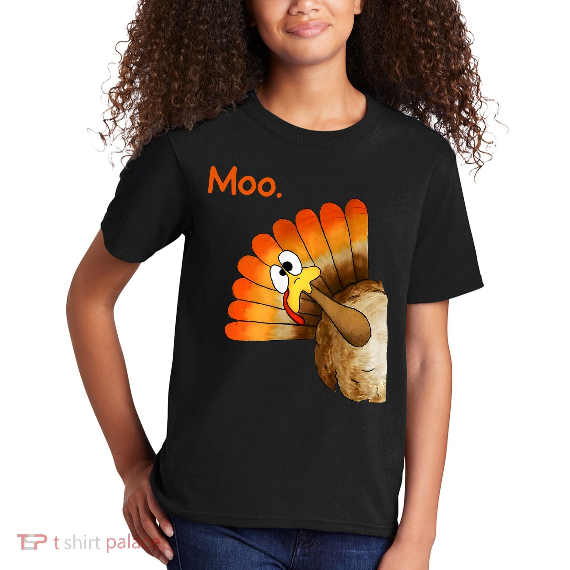 Turkey Moo Funny Thanksgiving Kids T-Shirt