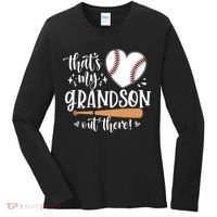 That's My Grandson Out There Baseball Grandma Mother's Day Women's Long Sleeve Shirt thumb 0