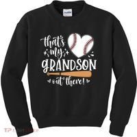 That's My Grandson Out There Baseball Grandma Mother's Day Kids Sweatshirt thumb 0