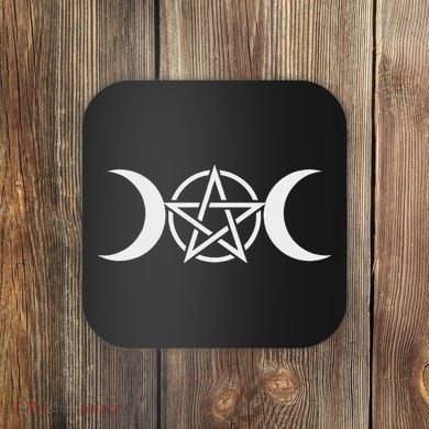 Triple Moon Goddess Pentacle Pagan Wiccan Coaster
