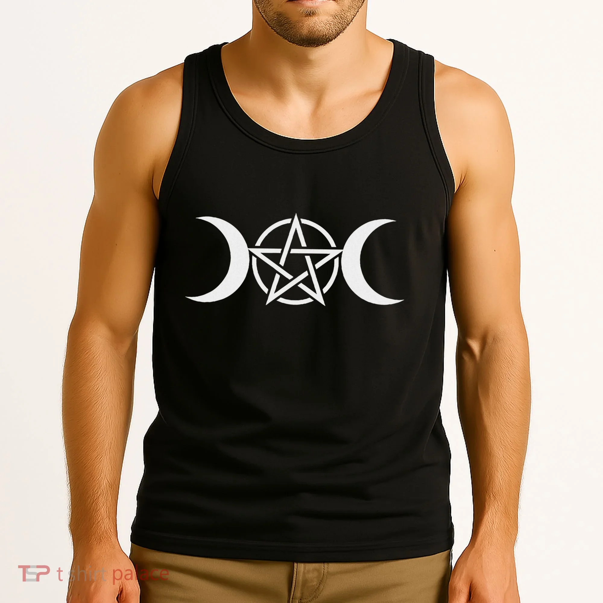 Triple Moon Goddess Pentacle Pagan Wiccan Tank Top