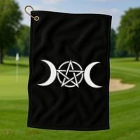Triple Moon Goddess Pentacle Pagan Wiccan Golf Towel thumb 1