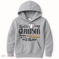 That's My Grandson Out There Baseball Kids Hoodie thumb 0