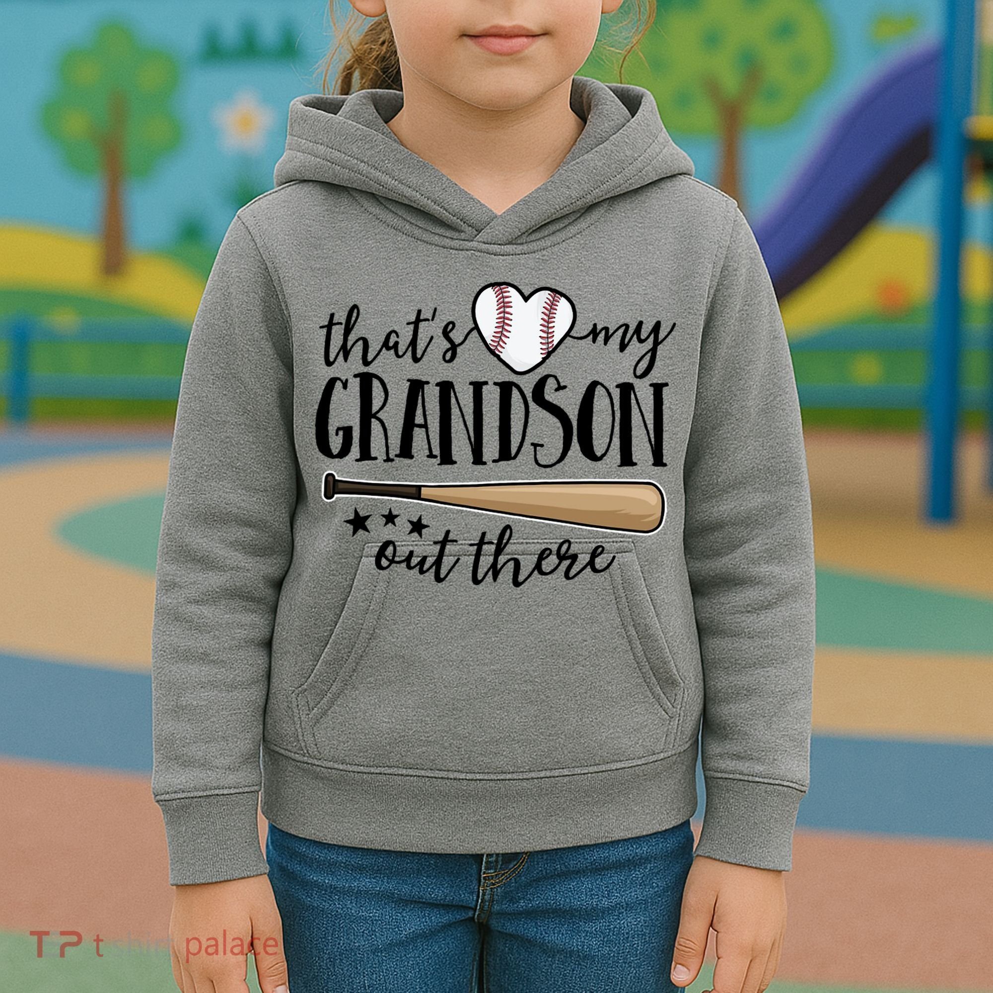 That's My Grandson Out There Baseball Kids Hoodie