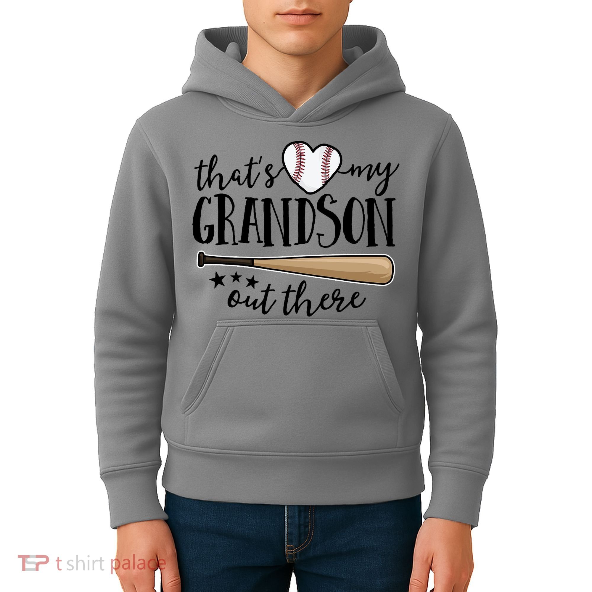 That's My Grandson Out There Baseball Kids Hoodie