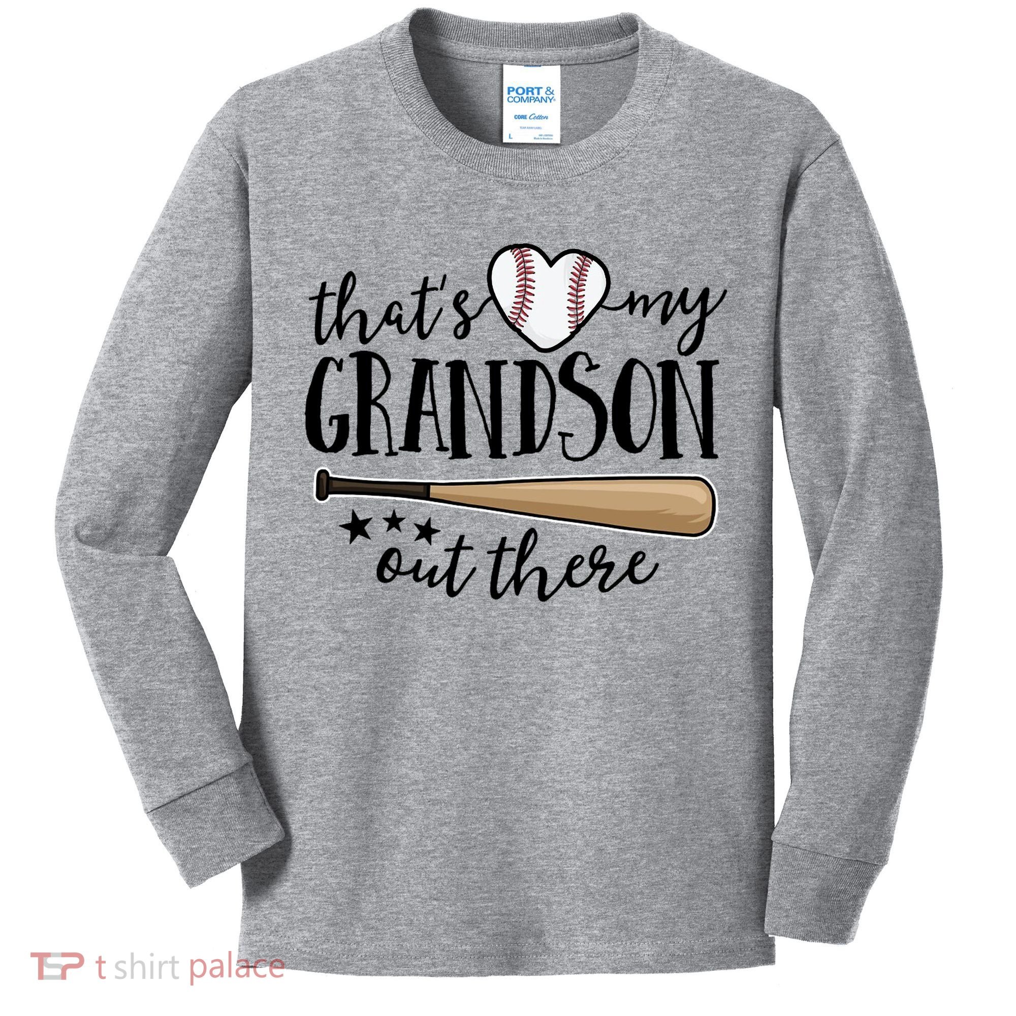 That's My Grandson Out There Baseball Kids Long Sleeve Shirt