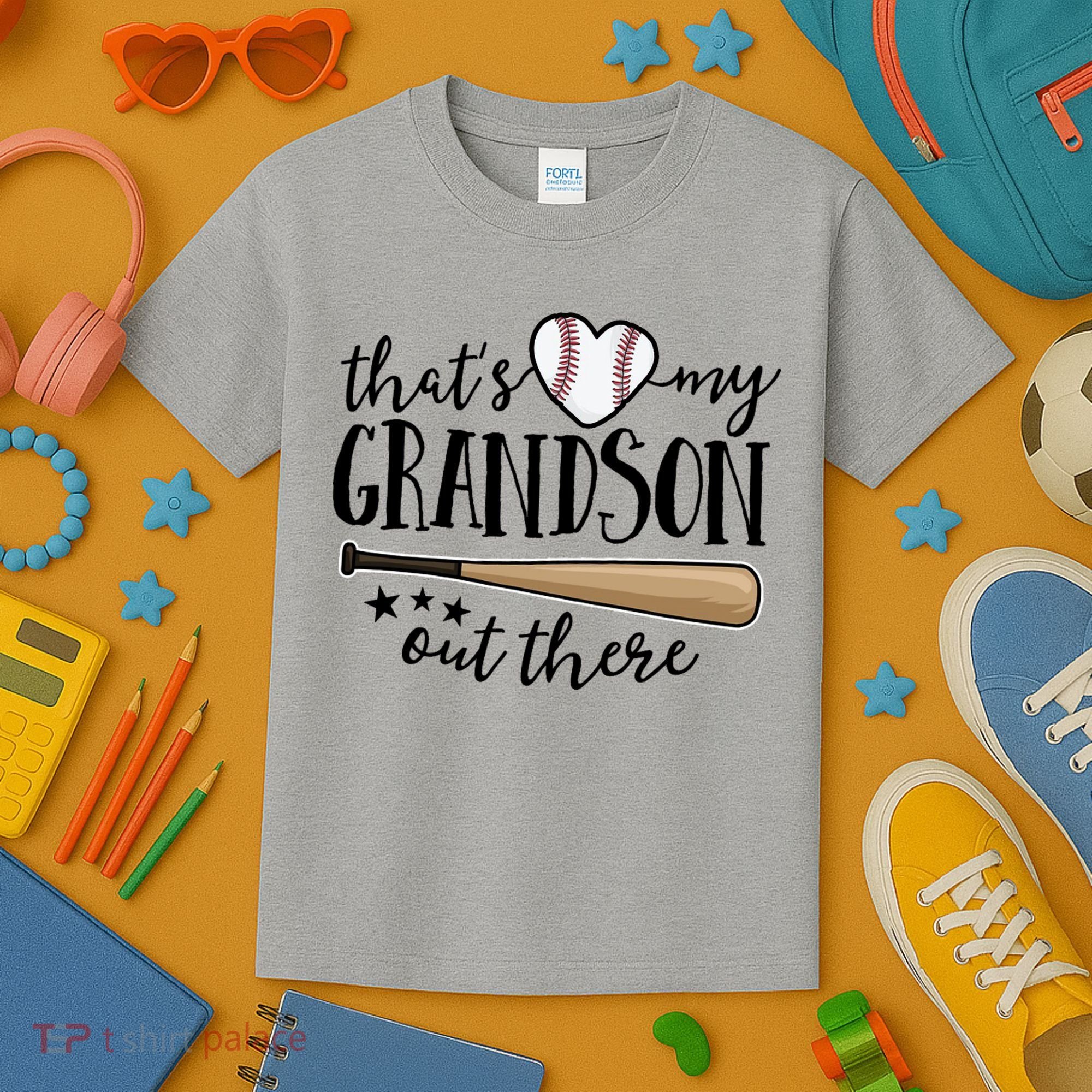 That's My Grandson Out There Baseball Kids T-Shirt