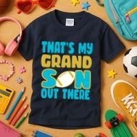 That's My Grandson Out There Football Kids T-Shirt thumb 3