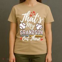 ThatS My Grandson Out There Baseball Grandma Mothers Day T-Shirt thumb 4
