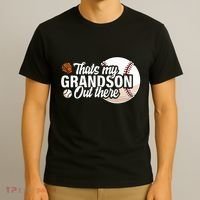ThatS My Grandson Out There Baseball Grandpa Grandma T-Shirt thumb 3